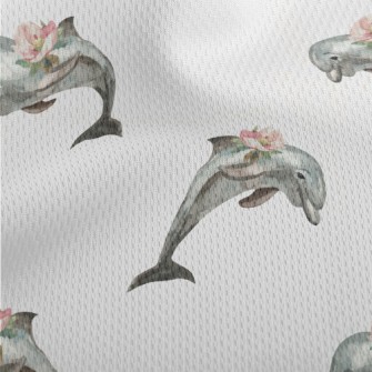 Dolphin With Flowers On Its Bo Athletic Mesh Flat Back