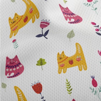 Colorful Cats And Flowers Athletic Mesh Flat Back
