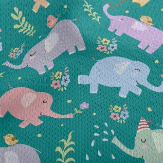 Baby Elephants Playing Casuall Athletic Mesh Flat Back