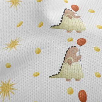 Cute Dinosaur Holding A Balloo Athletic Mesh Flat Back