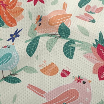 Colorful Birds And Flowers In  Athletic Mesh Flat Back