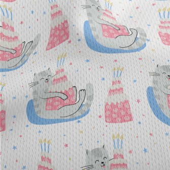 Greedy Cat Holding Cake Athletic Mesh Flat Back