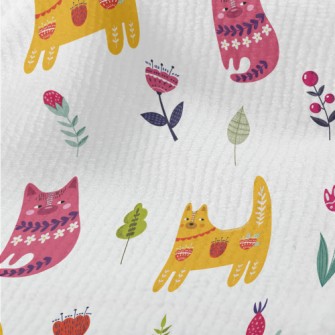 Colorful Cats And Flowers Terry