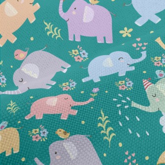 Baby Elephants Playing Casuall Performance Linen