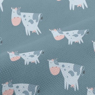 Hand Drawn Style Cow With Clos Performance Linen