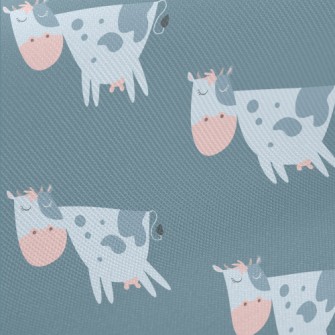 Hand Drawn Style Cow With Clos Twill