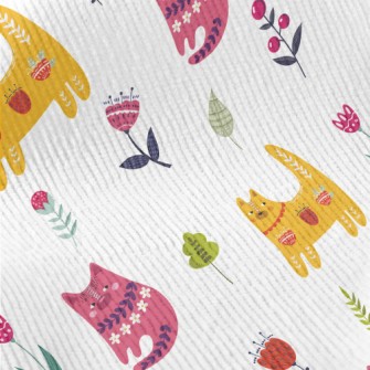 Colorful Cats And Flowers Standard Corduroy