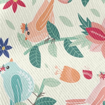Colorful Birds And Flowers In  Standard Corduroy