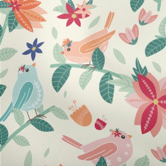 Colorful Birds And Flowers In  Dobby