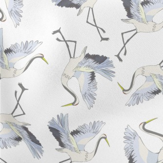 Red-crowned Cranes Spread Thei Stretch Ponte