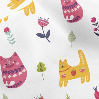 Colorful Cats And Flowers Micro Fleece