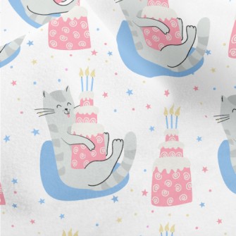 Greedy Cat Holding Cake Micro Fleece