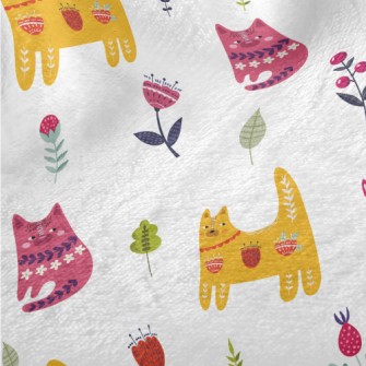 Colorful Cats And Flowers Minky