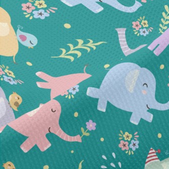 Baby Elephants Playing Casuall Piqué