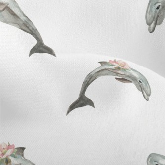 Dolphin With Flowers On Its Bo Lightweight Performance Linen