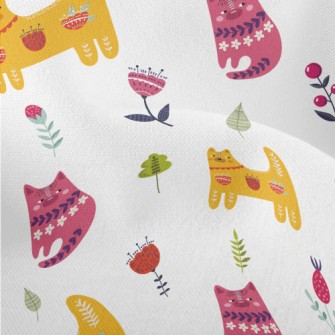 Colorful Cats And Flowers Lightweight Performance Linen