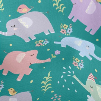Baby Elephants Playing Casuall Lightweight Performance Linen