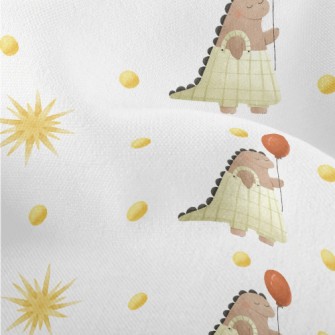 Cute Dinosaur Holding A Balloo Lightweight Performance Linen