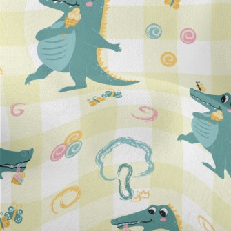 Big Eyed Crocodile Holding An  Lightweight Performance Linen