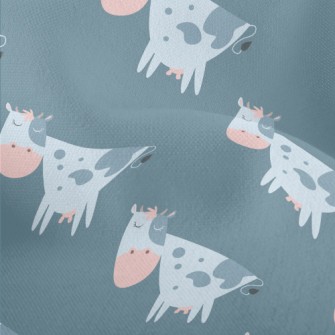 Hand Drawn Style Cow With Clos Lightweight Performance Linen