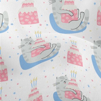 Greedy Cat Holding Cake Lightweight Performance Linen