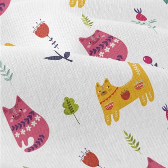 Colorful Cats And Flowers Modern Jersey