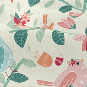 Colorful Birds And Flowers In  Modern Jersey