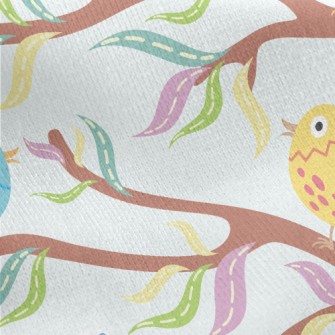 Bird Singing On A Branch Jersey Backed Fleece