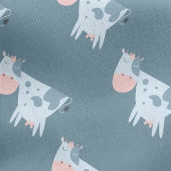 Hand Drawn Style Cow With Clos Jersey Backed Fleece