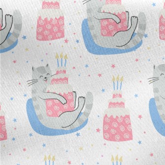 Greedy Cat Holding Cake Jersey Backed Fleece