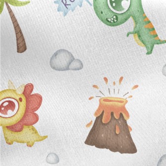 Big-eyed Baby Dinosaur And Vol Jersey Backed Fleece