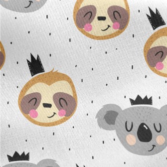 Big Heads Of Koalas And Sloths Jersey Backed Fleece