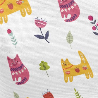Colorful Cats And Flowers Pongee
