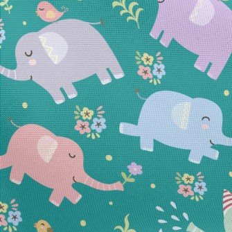 Baby Elephants Playing Casuall Pongee