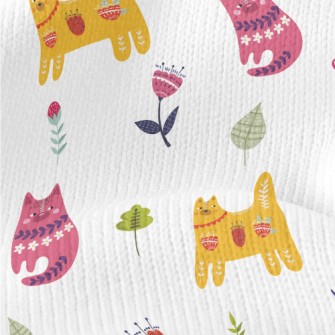 Colorful Cats And Flowers Stretch Jersey