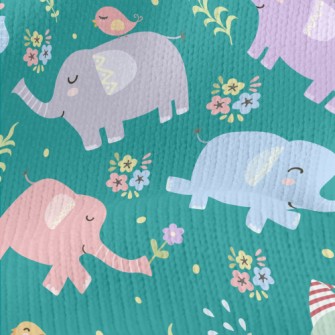 Baby Elephants Playing Casuall Stretch Jersey