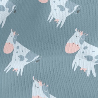 Hand Drawn Style Cow With Clos Stretch Jersey