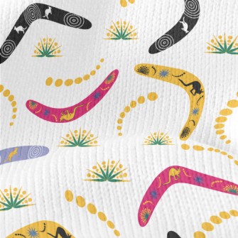 Kangaroo Image On Boomerang Stretch Jersey