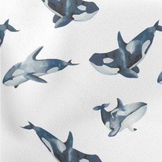 Killer Whales Swimming Freely Lightweight Cotton Poplin