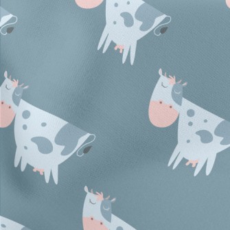 Hand Drawn Style Cow With Clos Lightweight Cotton Poplin