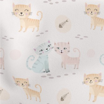 Bright Cat With Pink Ears Lightweight Cotton Poplin