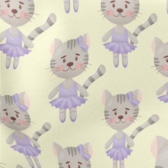 Cat In Purple Dancing Costume Lightweight Cotton Poplin