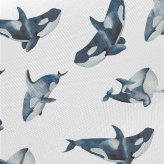 Killer Whales Swimming Freely Midweight Cotton Poplin