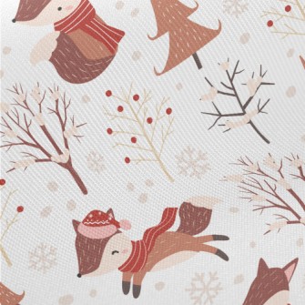 Cute Fox Dressed Up Carefully Midweight Cotton Poplin
