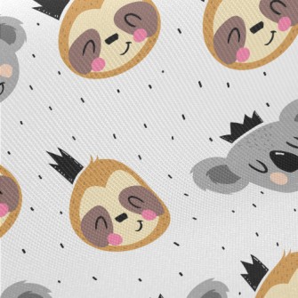 Big Heads Of Koalas And Sloths Midweight Cotton Poplin