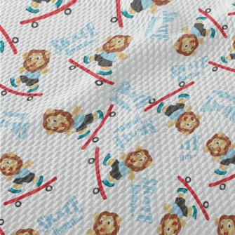 Cute Lion Playing Skateboard Birdseye Piqué