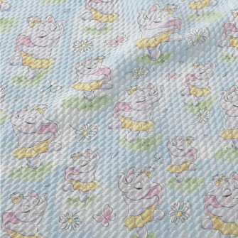 Cute Baby Elephant Ballerina Birdseye Piqué