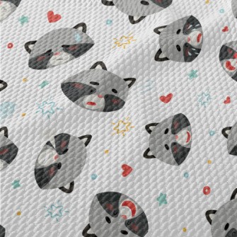 Cute Raccoon With Rich Emotion Birdseye Piqué
