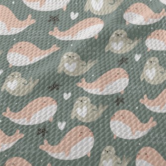 Whales And Seals Playing In Th Birdseye Piqué