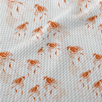 Beautiful Goldfish Swimming In Birdseye Piqué